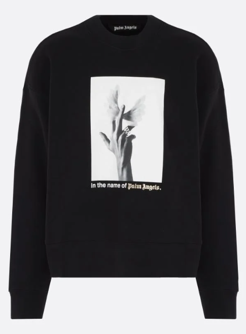 PALM ANGELS 스웨트 셔츠 MAN WINGS 크루넥 
